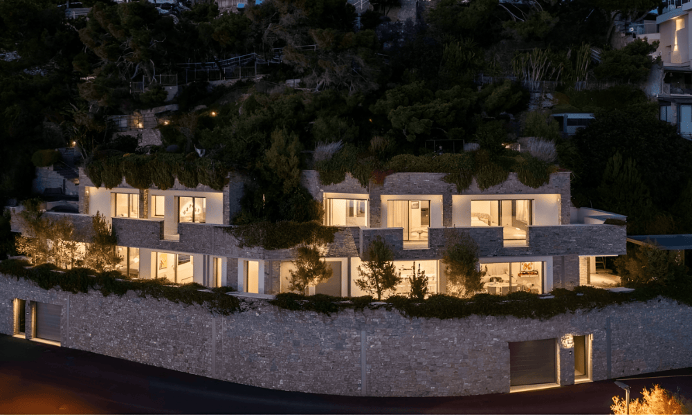 Villa Hotel Alassio in Alassio, Ligurian Riviera, Italy – aerial exterior view overlooking the Ligurian Sea with infinity pool and sun terraces