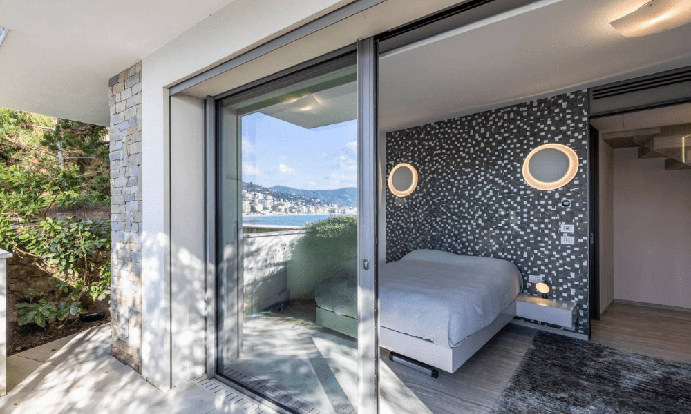 Villa Hotel Alassio in Alassio, Ligurian Riviera, Italy – outdoor terrace seating area overlooking the sea