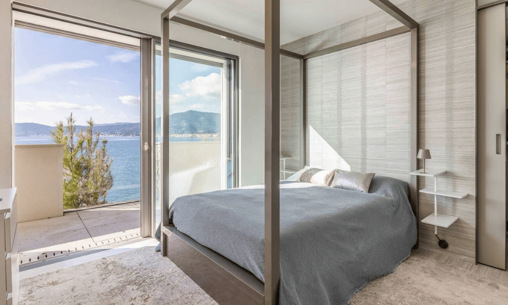 Villa Hotel Alassio in Alassio, Ligurian Riviera, Italy – private balcony with bistro table and historic town view