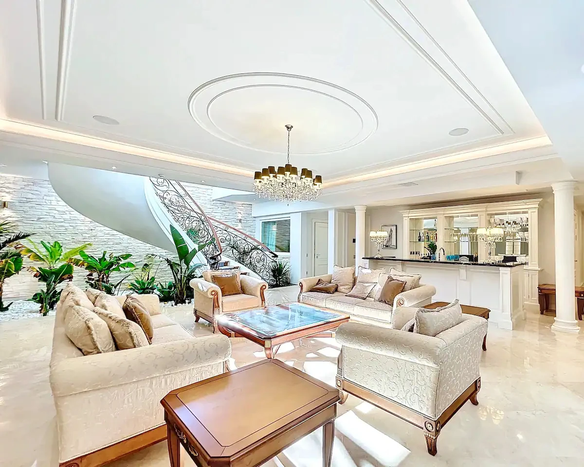 Spa wellness area at Villa Hotel Brougham in Cannes, French Riviera, France – heated indoor pool with chaise lounges