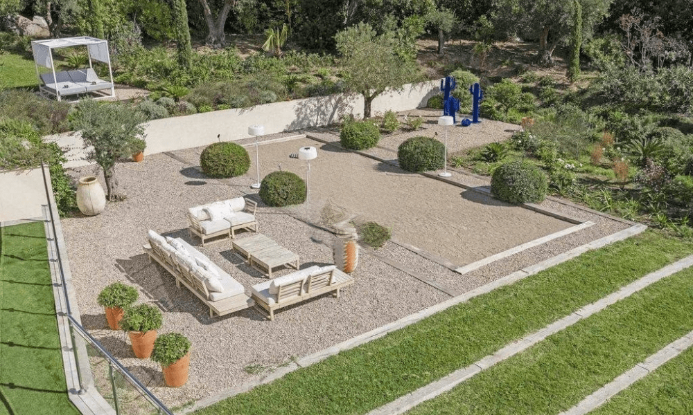 Villa Hotel Grimaud in Grimaud, French Riviera, France – pool terrace with sun loungers and manicured Mediterranean gardens