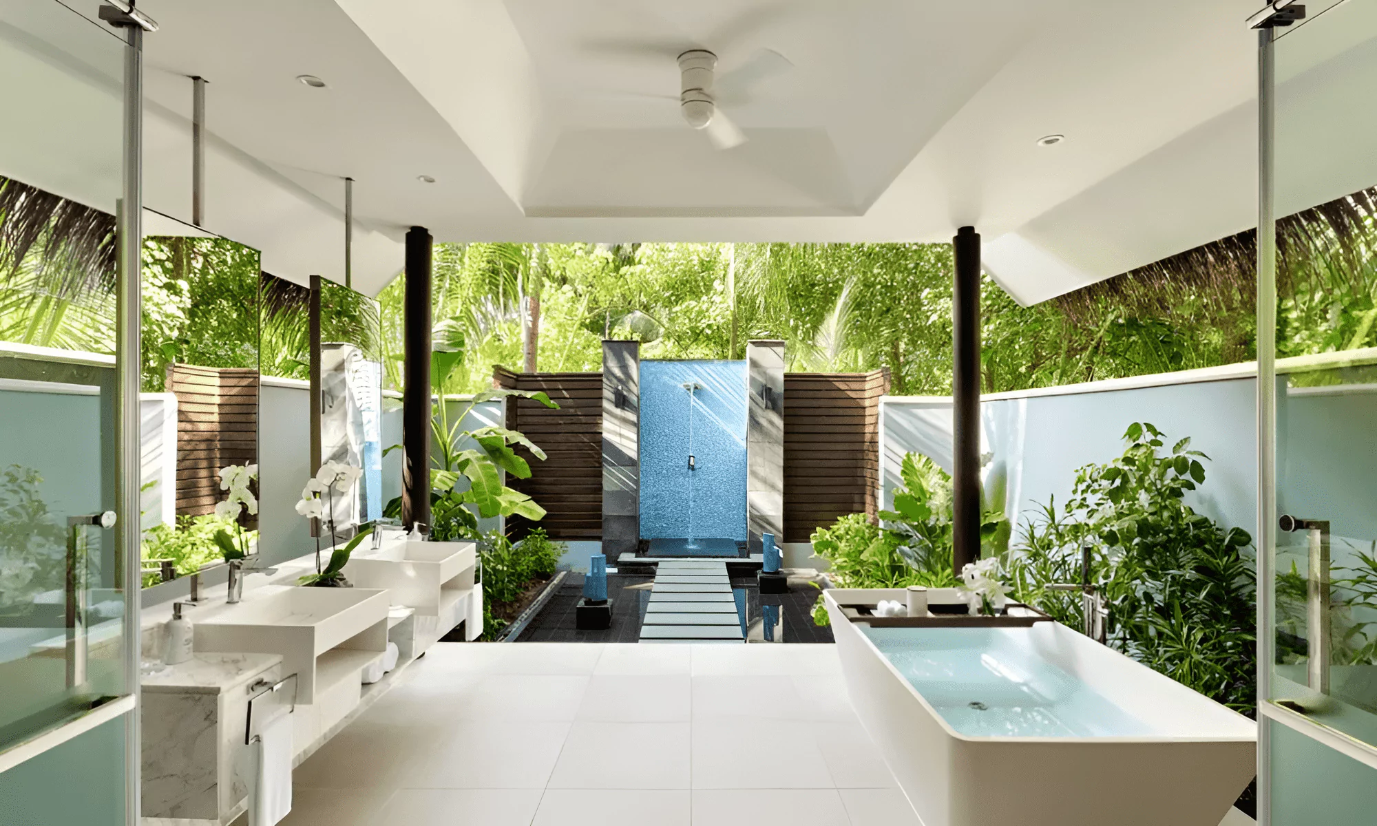 Bathroom of a luxury bungalow on the Maldives