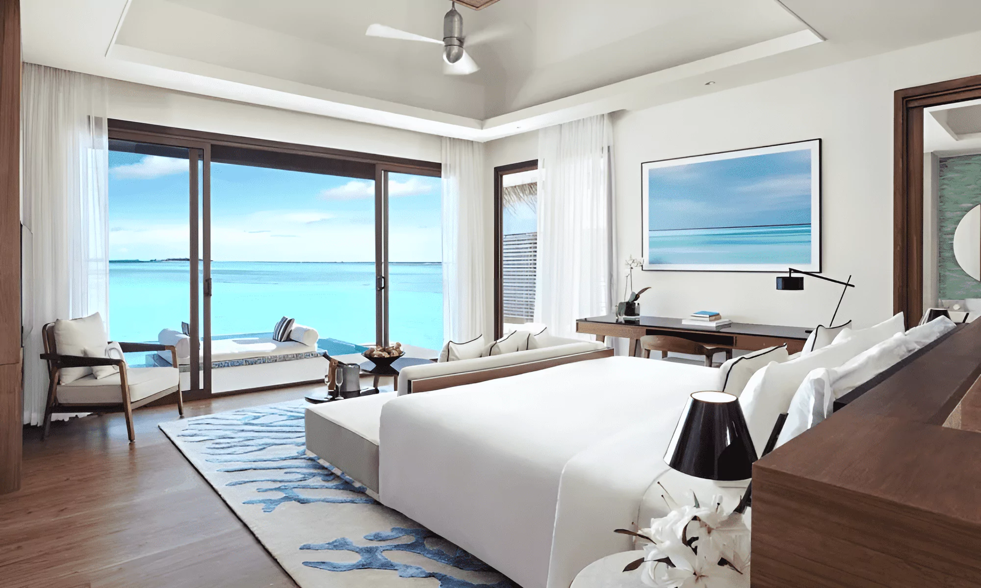 Champagne provided in the private luxury suite on the Maldives.