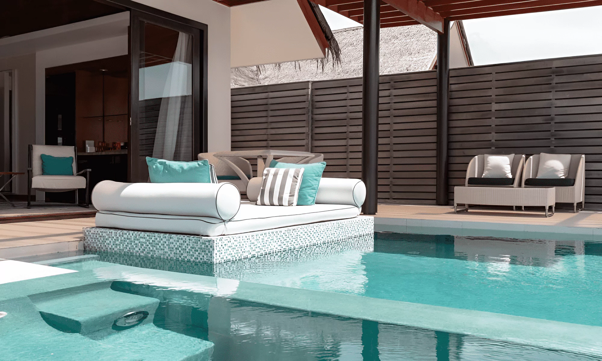 Terrace with pool in the Maldives.