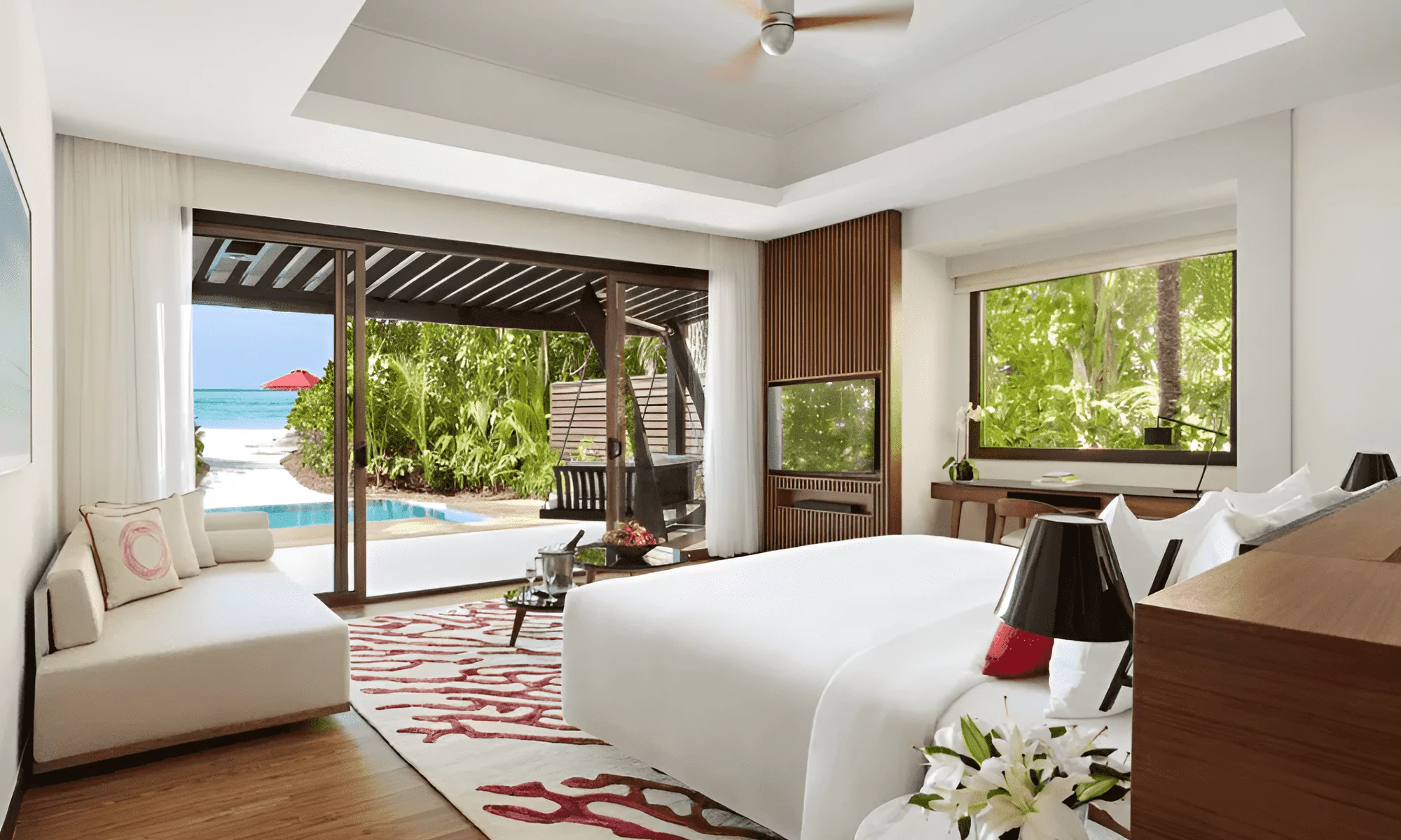 Suite bed in the Maldives.