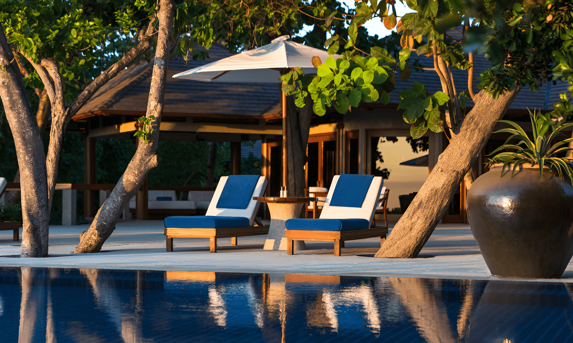 The Villa Hotel's private villa can be seen atop a granite rock.