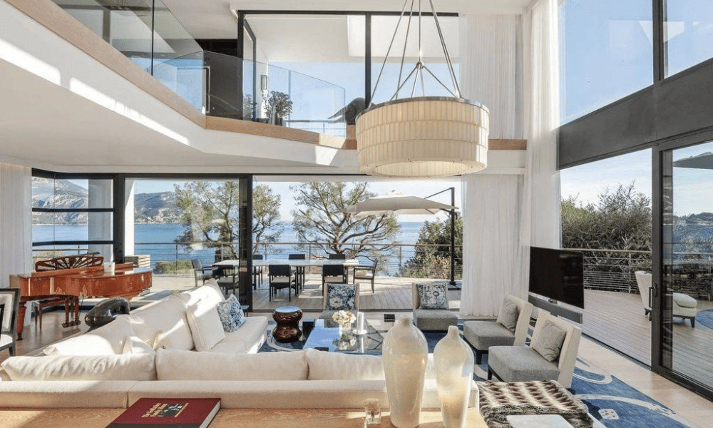 Bright living area opening to garden terrace