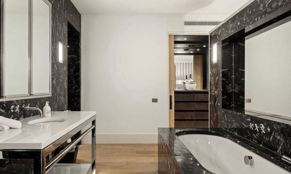 Cozy bedroom suite with sea view balcony at Colla Blanche