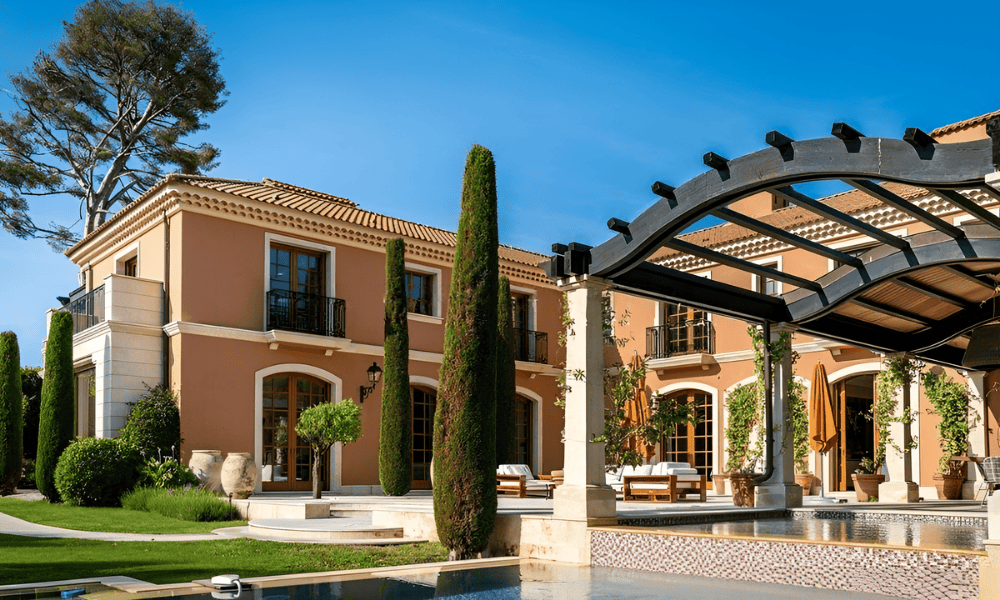 Sea-view terrace with seating overlooking Mediterranean coast