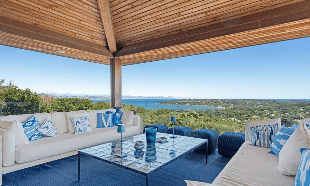 Panoramic sea-view terrace at luxury Saint‑Tropez villa