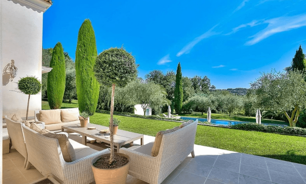 Evening exterior lighting highlighting villa in Provence dusk