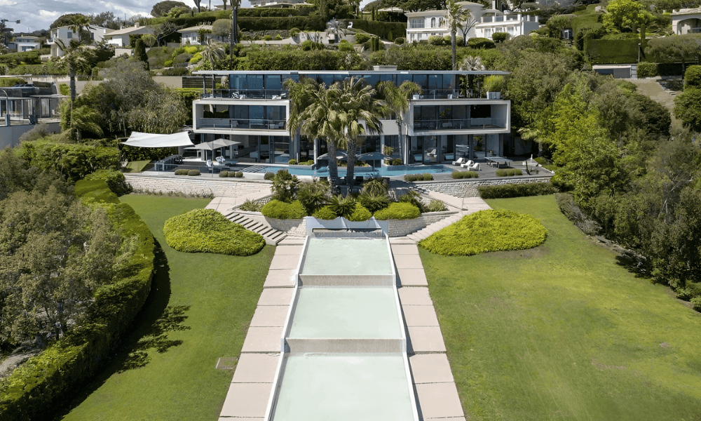 Elegant villa exterior in Vallauris with lush Mediterranean garden